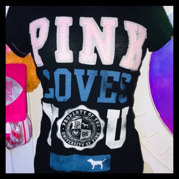 💕ⓅⒾⓃⓀ ⓋⓈ Vintage "PINK LOVES YOU" Tee💕 - Picture 4 of 5